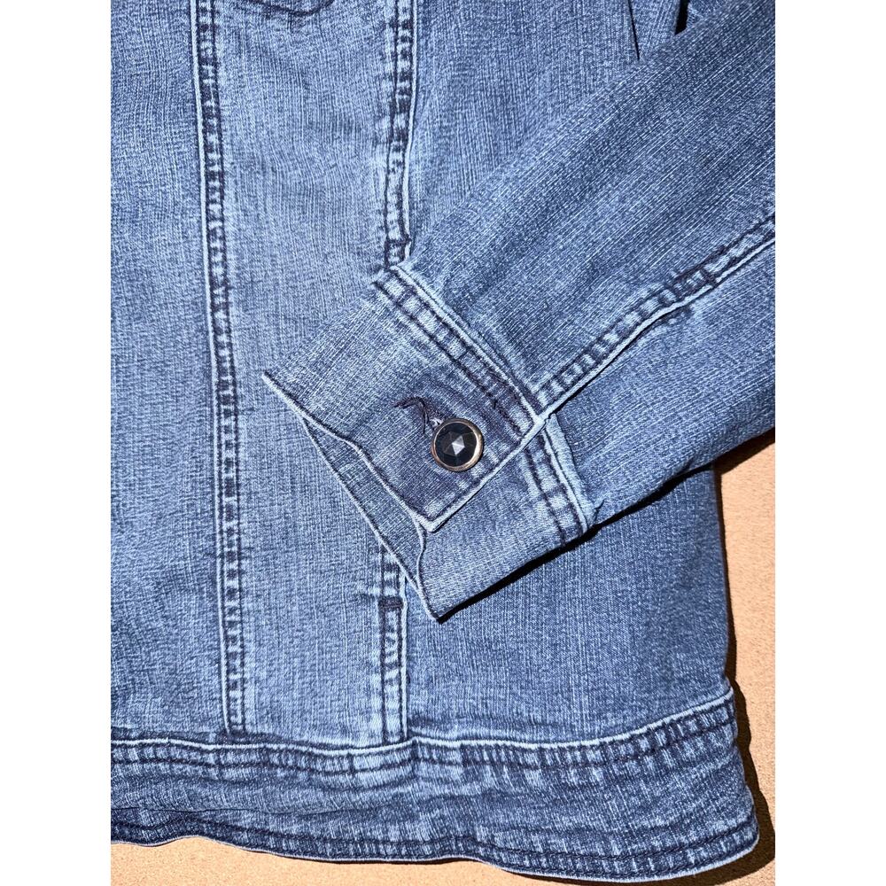Vintage Dressbarn plus size 2X blue jean denim jacket cotton ramie blend stretch - Picture 4 of 8